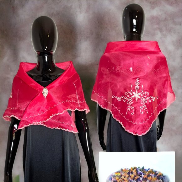Fuchsia-Embroidered Alampay (Short) - Picture 1 of 5